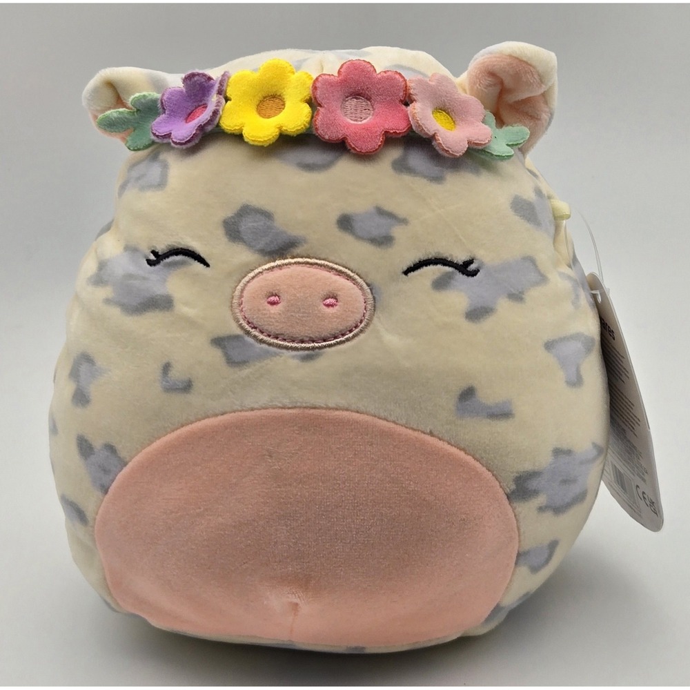 Squishmallows Rosie Spotted Pig Flower Crown‎ Plush 7 Inch Pink NWT